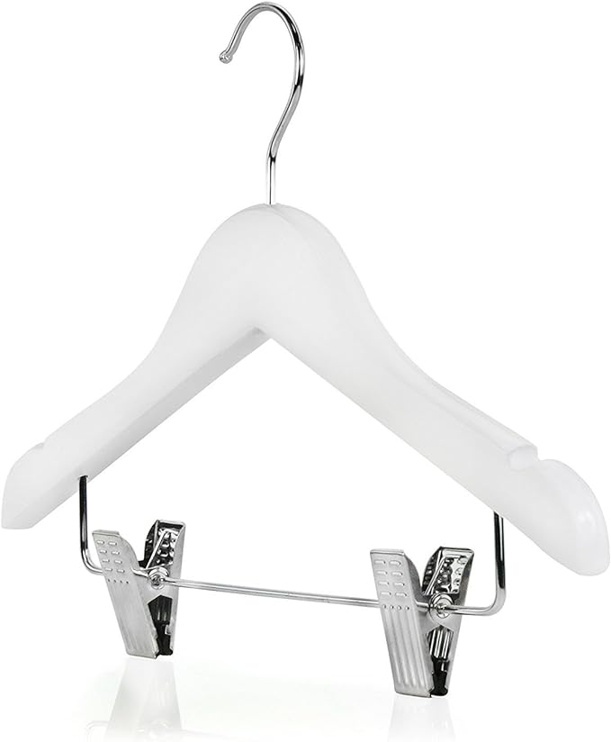 Wooden Hanger White with Pegs 6-pack