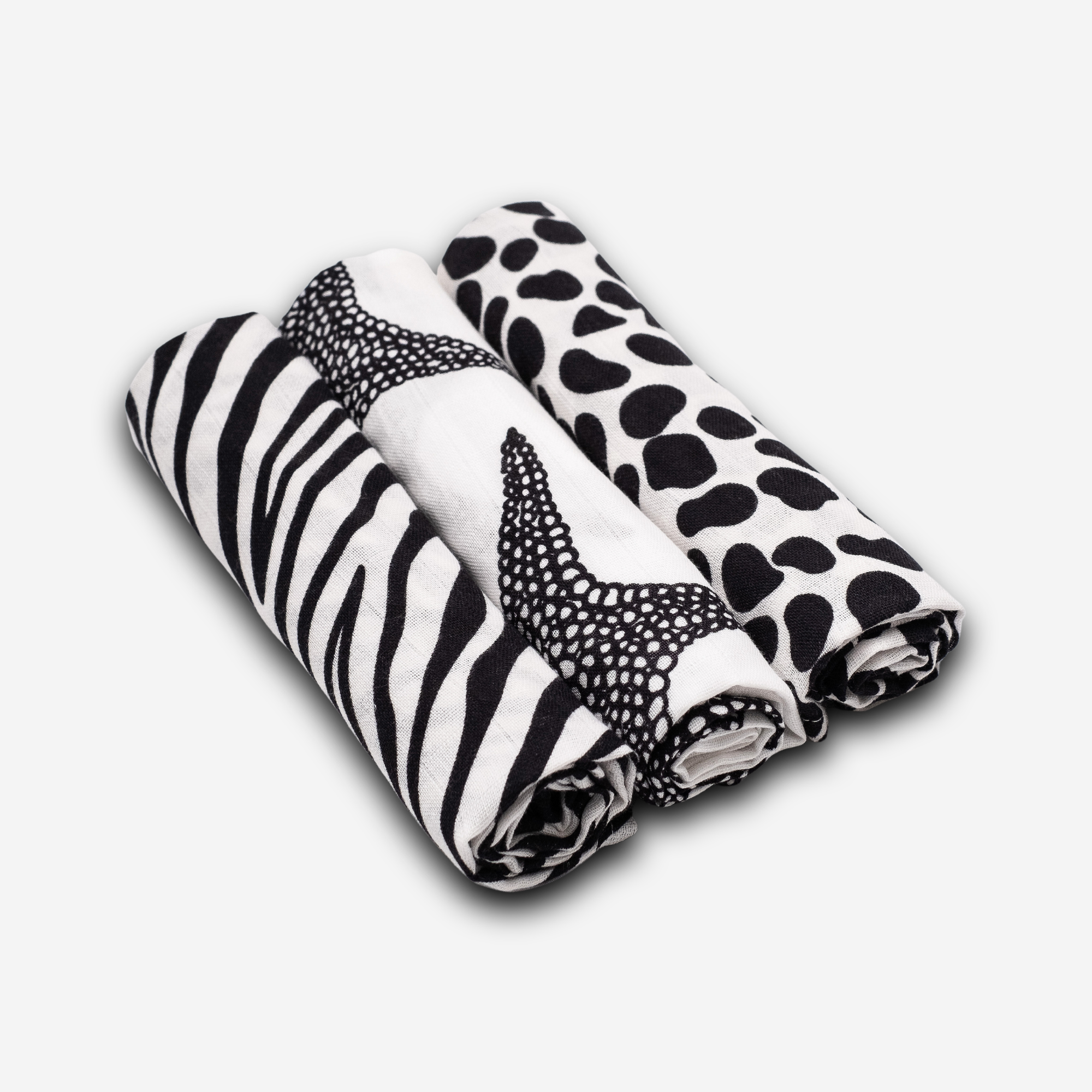 Etta Loves ANIMAL PRINT MUSLIN 3-PACK - for newborn to 4 month old babies