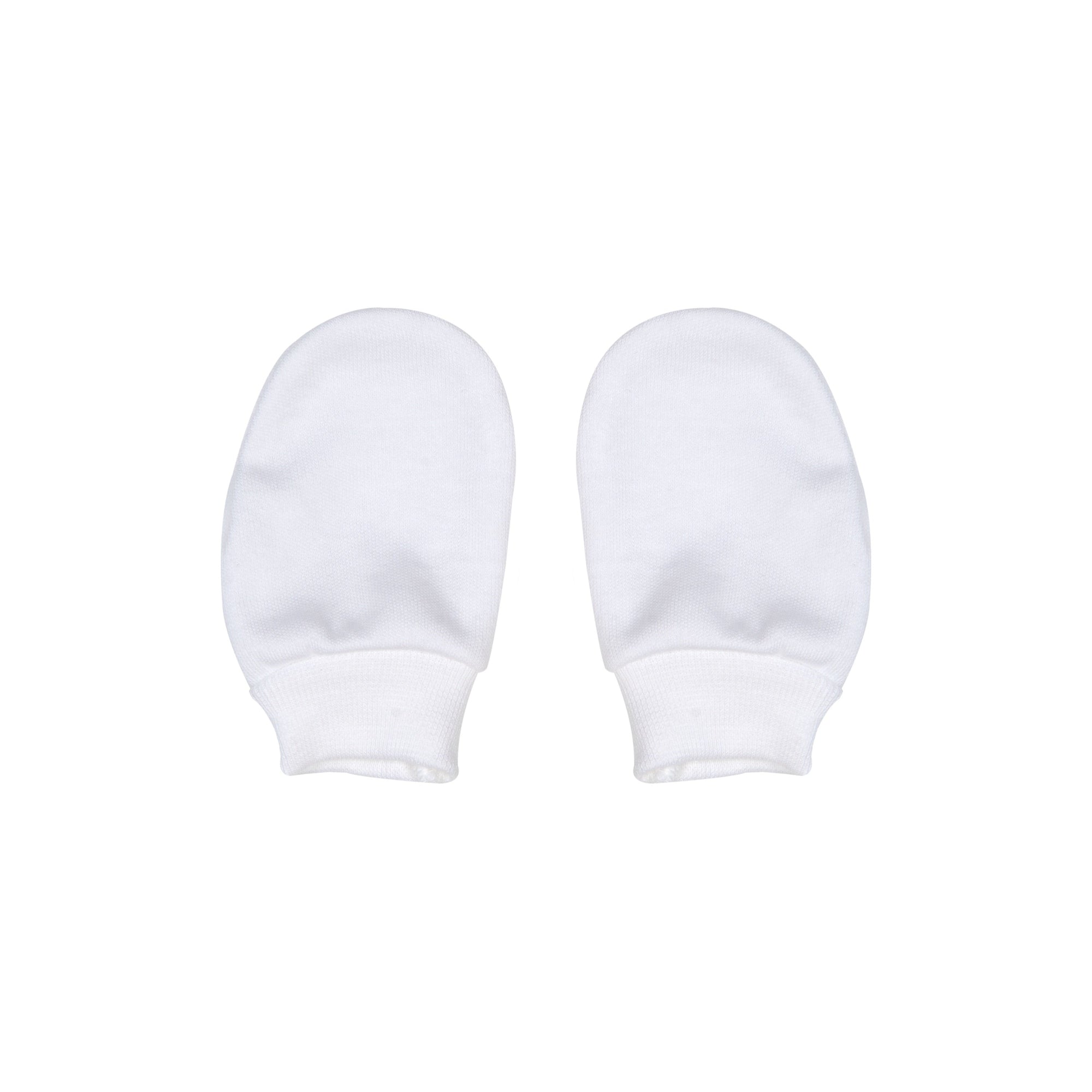Pure Cotton Scratch Mitts - White - Pack of 3