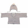 Anitas House Merino Cardigan And Pom Hat 0-6Months / Grey Baby Clothing