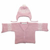 Anitas House Merino Snowflake Cardigan And Pom Hat 0-6Months / Pink Baby Clothing