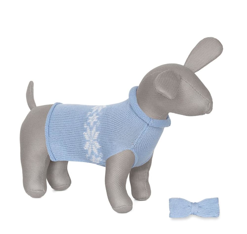 Anitas House Merino Snowflake Dog Jumper Pale Blue Doggy
